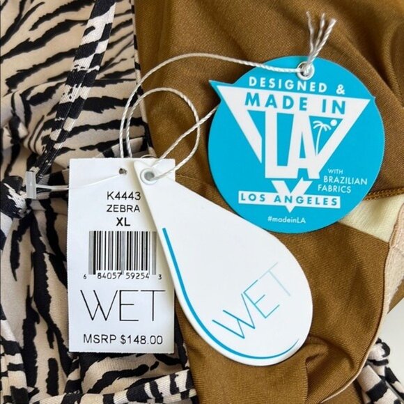 NWT WET Tie Shoulder One Piece Swimsuit in Zebra - XL - Picture 6 of 7